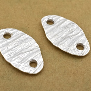 Silver plated connector links, Artisan made jewelry making findings with two holes, Silver plated jewelry supplies connectors links 25x14mm