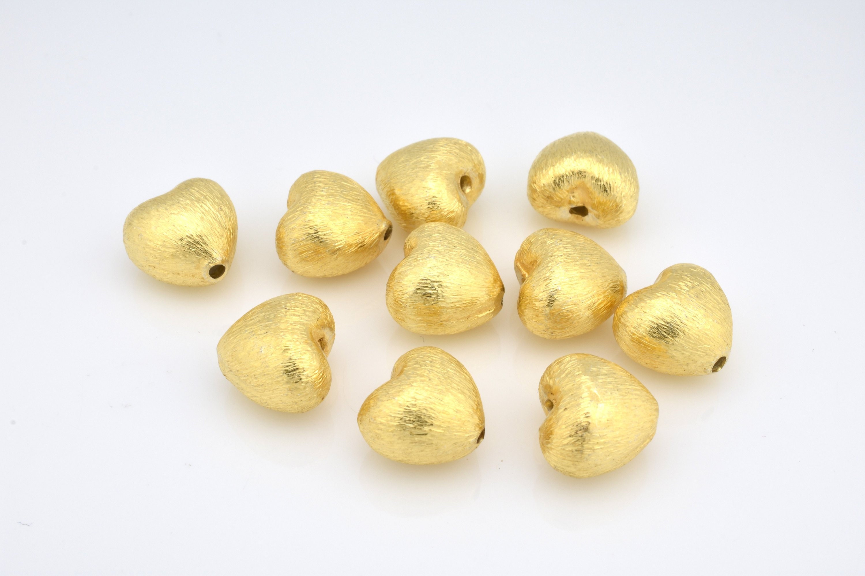 6 Gold Heart Beads 8mm 20678 