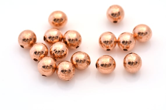 6mm - 33pcs round copper Beads plain round Shiny Copper beads, copper  Spacer Beads for Jewelry making seem less balls