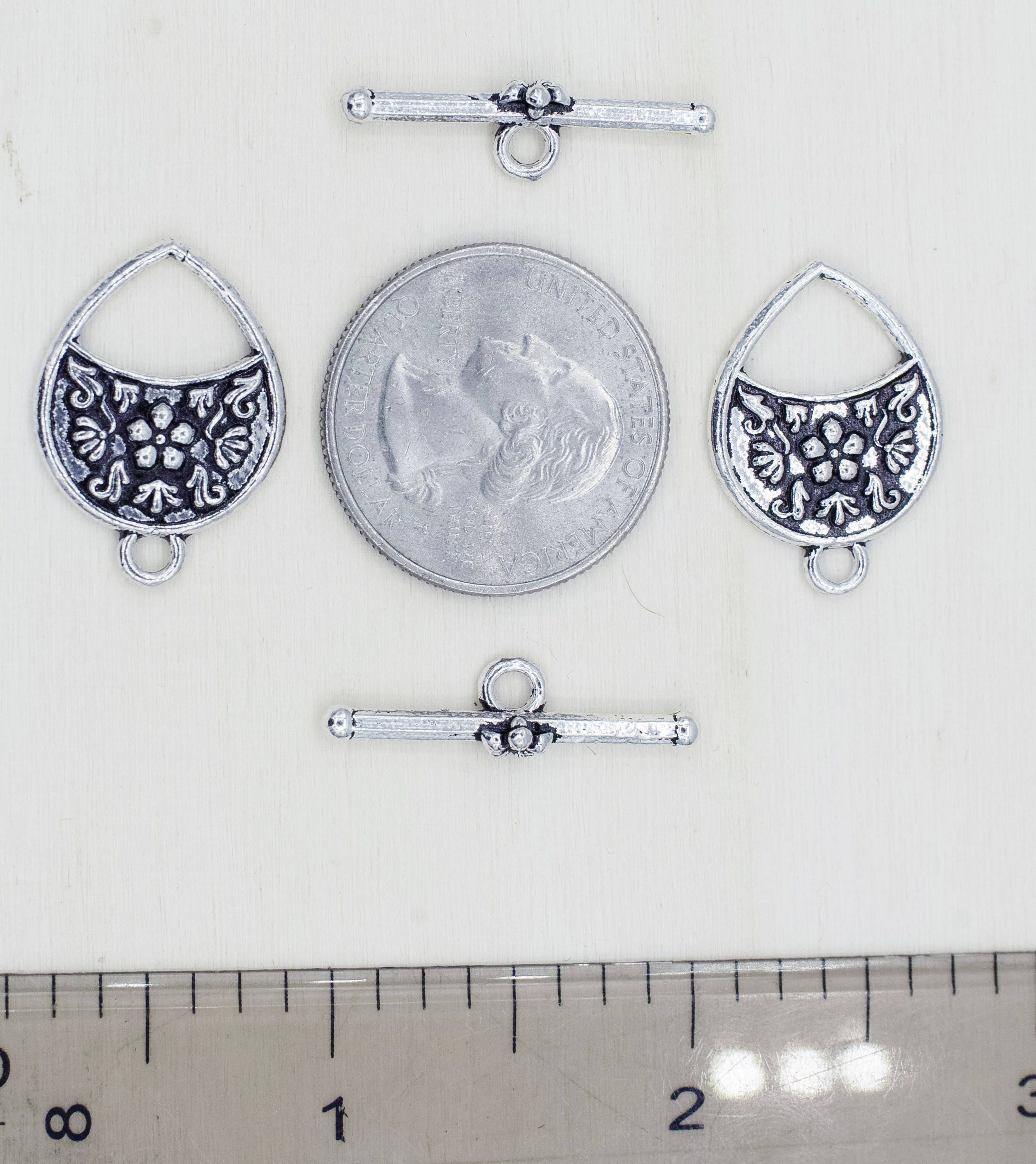 Fermoir Toggle Bali 2 Brins Plaqué Argent - Rallonge Pour Bijoux Anciens