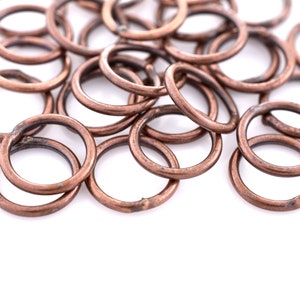 10mm - 30pcs Antique Copper closed jump rings, Dark copper plated jump ring for jewelry making, large jumprings, 17 gauge