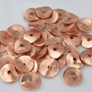 8mm -40 Stück Kupfer gewellte Scheiben Spacer Perlen, gebürstet Waffel Spacer Kupfer für die Schmuckherstellung, Kartoffelchips Spacer