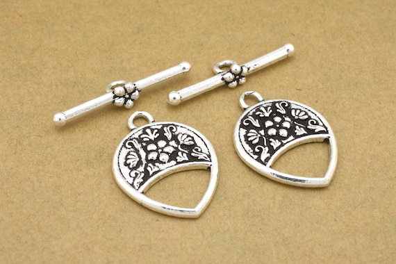 2 Pair Diamond Silver Pewter Toggle Clasps ~Top Qualit~