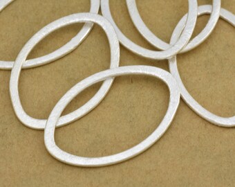 29x19mm - 6pc Eye Shape Connector Links, Silver Artisan organic links, brushed Silver Link charms, handmade jewelry making findings