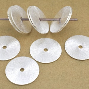 16mm- 10pc flat silver disc, brushed flat spacer beads, silver plated disc beads, flat disk beads for jewelry making, jewelry findings