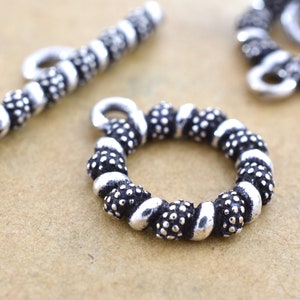 Silver Toggle Clasps for Bracelets, Silver plated clasps, Kumihimo findings, Antique silver, Bali style, Clasps for Necklaces 17mm -2pc