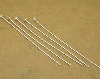 Silver Head Pins 38 pcs silver plated flat top head pin, 65mm Long, 2.5 inches head pin, headpin