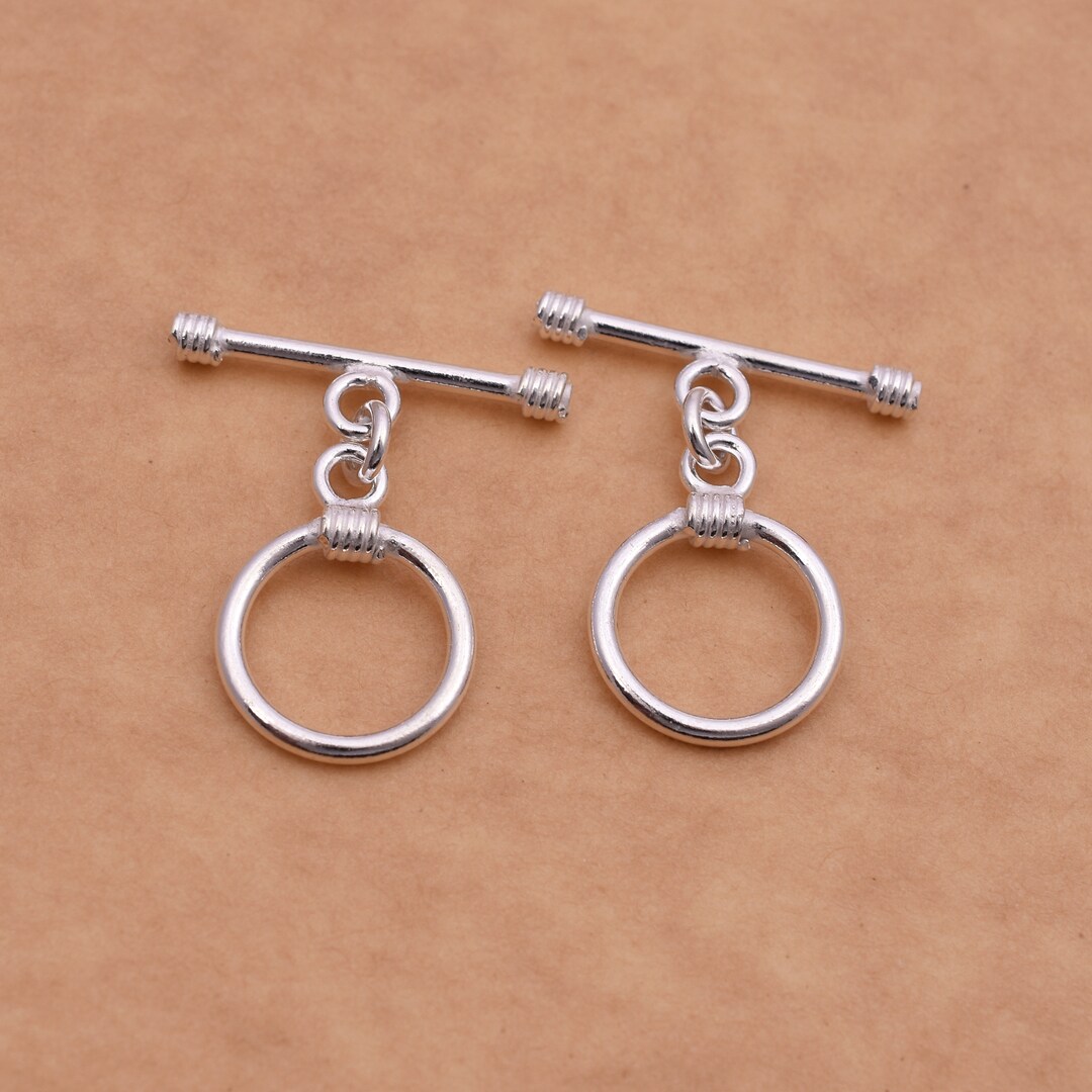 Lot De 3 Fermoirs à Bascule Style Bali Plaqué Argent - 25x15 Mm - Neuf - Pour Bijoux