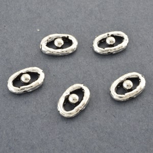 artisan Silver connector links for jewelry making links, Silver plated jewelry links, bracelet links 10x9mm / 5 pieces