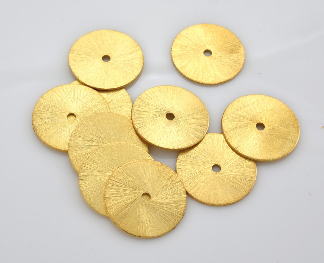 18mm 5pc Brushed Gold Washer Beads Flat Spacer Beads Etsy