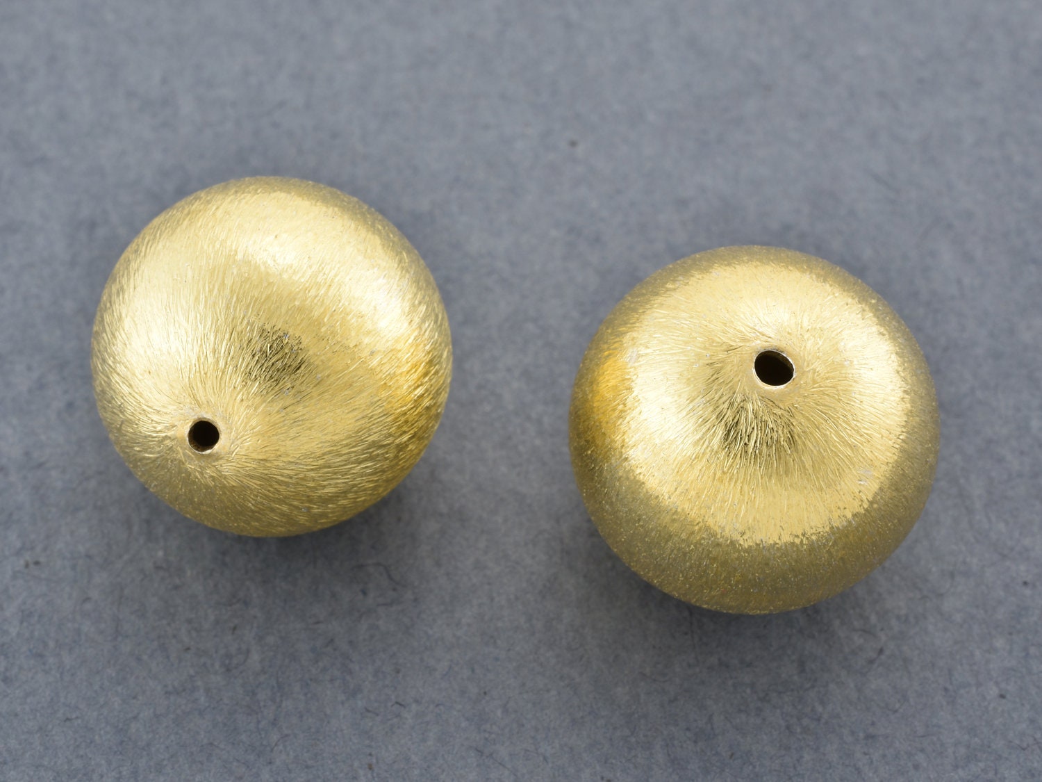 18mm 2pc Brushed Gold Beads for Jewelry Making, Gold Plated Round Brushed  Beads 