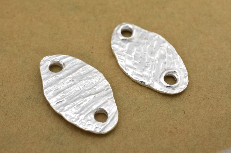 Silver plated jewelry supplies connectors links 25x14mm Silver plated connector links Artisan made jewelry making findings with two holes