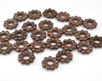 8mm -25pcs antique copper Spacer beads, dark copper daisy spacers for jewelry making