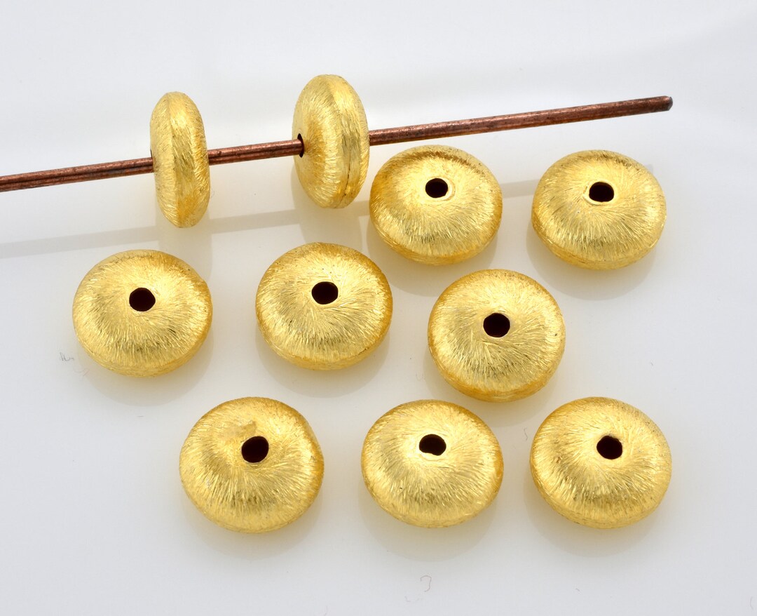 10mm 10pcs Gold Spacer Beads, Brushed Gold Saucer Beads for Jewelry