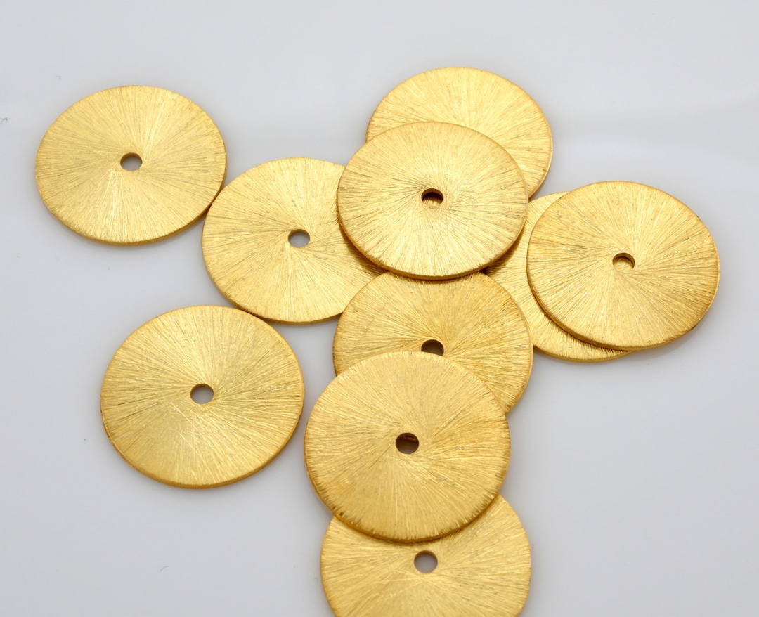 22mm 5pc Brushed Gold Washer Beads Flat Spacer Beads Etsy