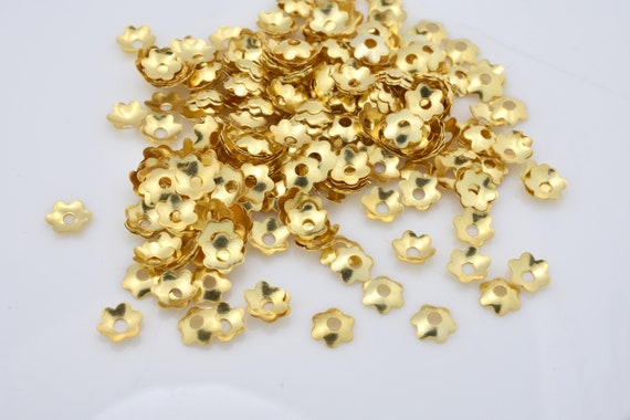 5mm 256pc Gold Bead Caps, Flower Bead Caps, Gold Plated Bali Style Caps for Jewelry  Making, Metal Bead Caps Supplies 