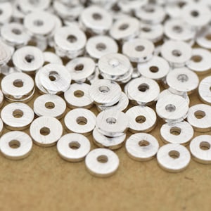 3mm - 585 peças espaçadores de disco prateados planos - contas espaçadoras de disco escovado - espaçadores heishi de joias para fazer joias