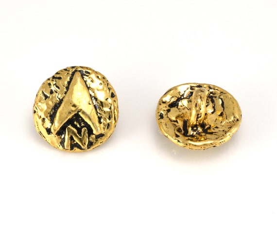 Button Closure Clasps for Jewelry Making, 16mm North Sign Gold