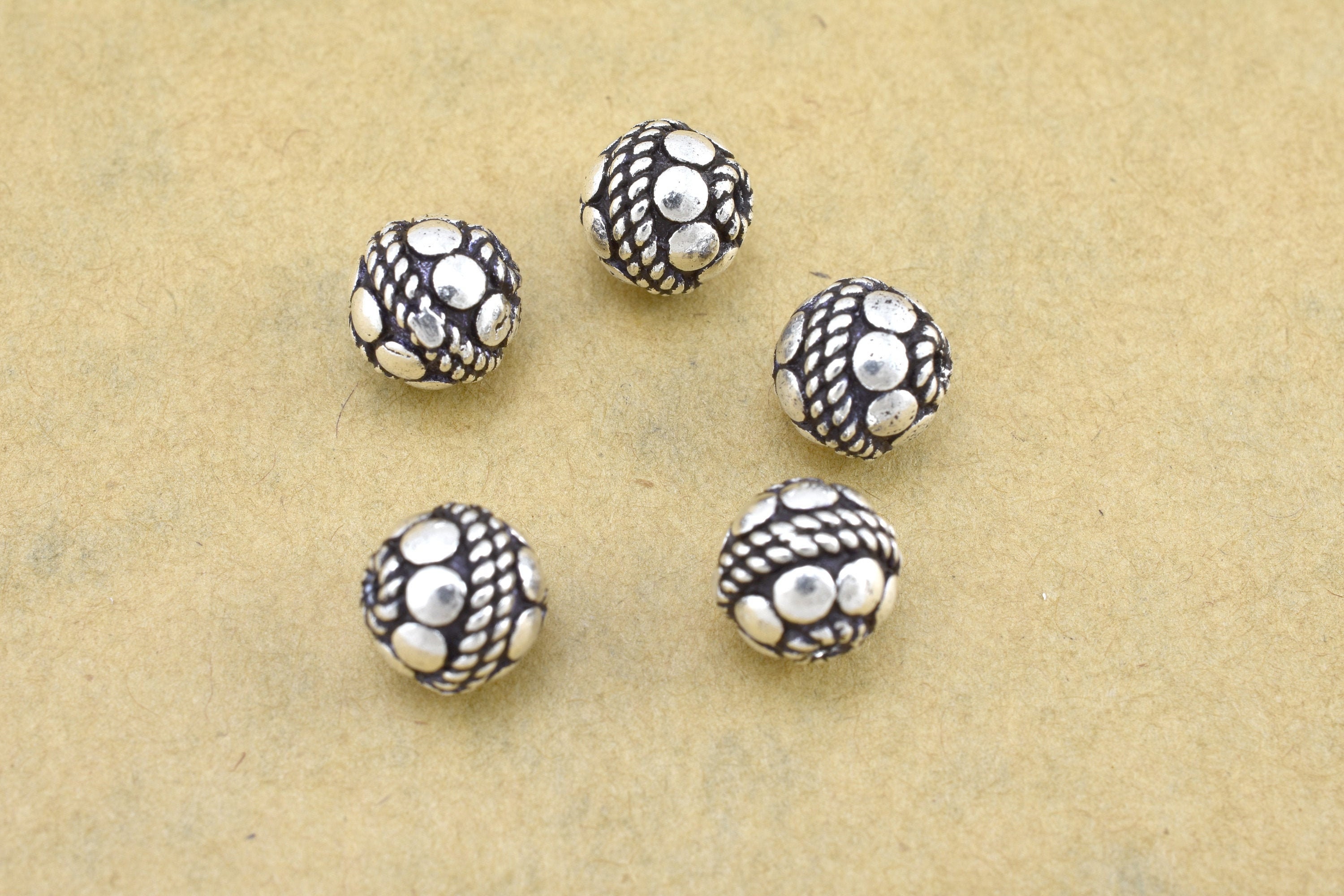 10mm 10pcs Silver Spacer Beads, Antique Silver Plated Bali Silver