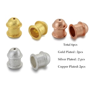 12mm Gold, Silver, Copper End Caps with loop, End caps for leather cord, tassel caps, kumihimo findings, glue in End caps, jewelry supply