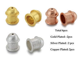 Plated End Caps with Loop (12mm), Leather Cord Tassel Caps, Set of 6