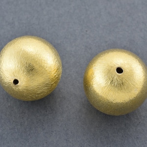 19mm - 2pc round gold beads, brushed gold beads for jewelry making, brushed beads, gold plated beads, gold ball beads, large gold beads