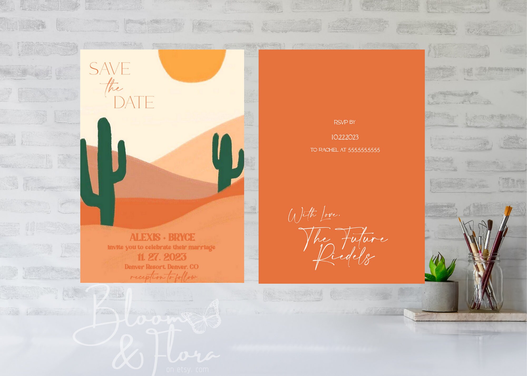 Desert Wedding Invitation Template Set Wedding Invitation Etsy