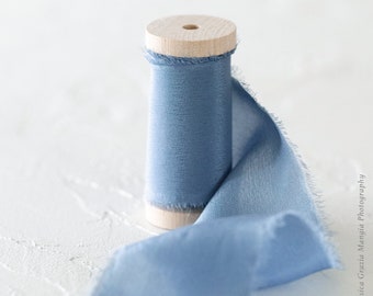 French Blue | Luxe Silk Ribbon | 100% Silk | Periwinkle Blue, Wedding bridal bouquet, invitations, wedding favors