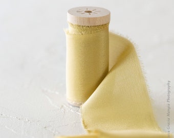 Honey Comb Luxe Silk Ribbon: Yellow Gold Wedding Bouquet Ribbon