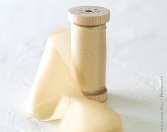 Gold Silk Ribbon: Classic Style, Hand-Ripped Edge, 3-Yard Spool