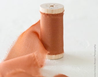 Tuscan Clay Silk Ribbon: Luxe Terracotta Ribbon, Handmade in USA