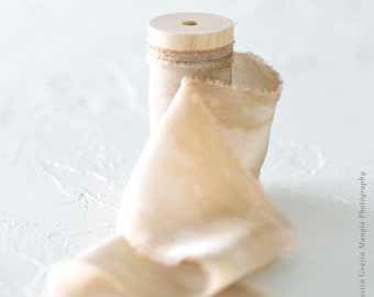 Sand Dune Luxe Silk Ribbon: Beige Cream Variegated Ribbon