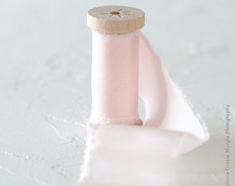 First Kiss | Luxe Silk Ribbon | 100% Silk | light Pink, Baby Pink Wedding bridal bouquet, invitations, wedding favors