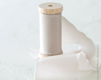 Papyrus Luxe Silk Ribbon: Hand Ripped Cream Beige Ribbon