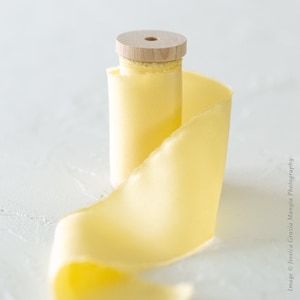 Daffodil Yellow Silk Ribbon: Hand Ripped Edge, Bridal Bouquet Ribbon