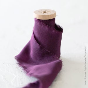 Sangria | Classic Silk Ribbon | 100% Silk | Hand ripped; purple Wedding bridal bouquet, invitations, favors, wine wedding photography