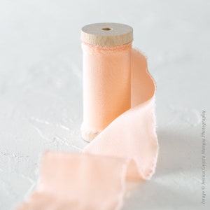 Carnation | Luxe Silk Ribbon | 100% Silk | Hand ripped; Peach Wedding bouquet, invitations, favors, wedding photography styling