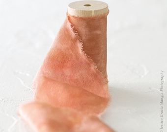 Adobe Luxe Silk Ribbon: Terracotta Hand-Ripped Ribbon, Autumn Wedding Bouquet