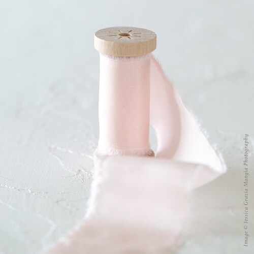 First Kiss | Luxe Silk Ribbon | 100% Silk | light Pink, Baby Pink Wedding bridal bouquet, invitations, wedding favors