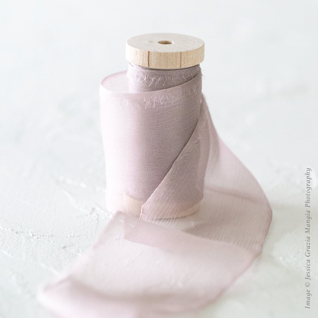 Sweet Pea Mauve Silk Chiffon Ribbon: Handmade Torn Edge Crinkle Ribbon ...