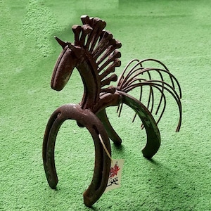 Horseshoe Art - Horseshoe Horse - Equestrian Gift - Horse Decor - Horse Sculpture - Metal Horse