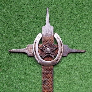 Farrier Rasp Cross - Farrier File Cross - Farrier Rasp Art - Metal Art - Pet Marker - Horseshoe Art - Cowboy Cross - Farrier Cross - Barn