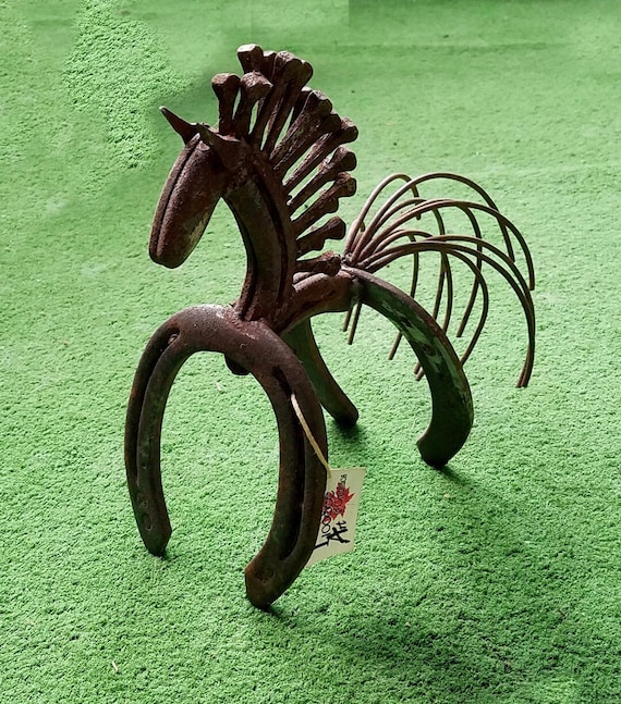 Horse Statue Horseshoe Decor Horseshoe Art Horse Gift Etsy