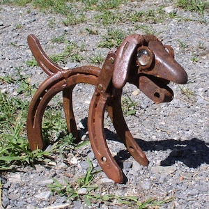 Horseshoe Art Dog Sculpture: Recycled Metal Welded Art Decor image 9