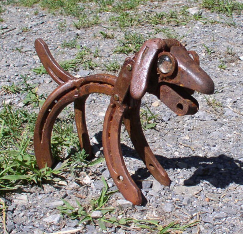 Horseshoe Art Dog Sculpture: Recycled Metal Welded Art Decor image 9