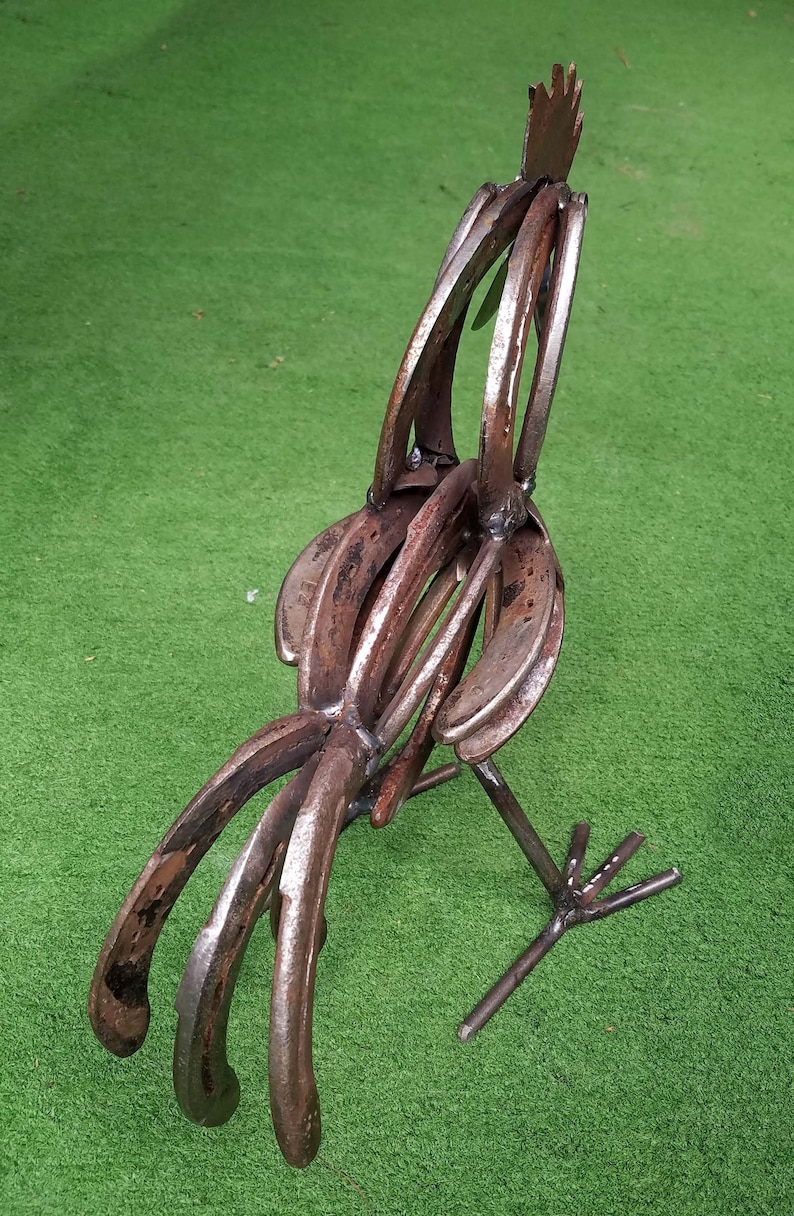 Horseshoe Rooster Welded Metal Yard Garden Art Horseshoe Etsy