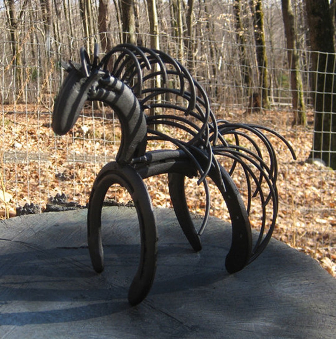 Horse Statue Horseshoe Decor Horseshoe Art Horse Gift Etsy