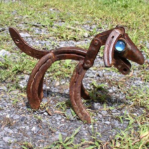 Horseshoe Art Dog Sculpture: Recycled Metal Welded Art Decor image 6