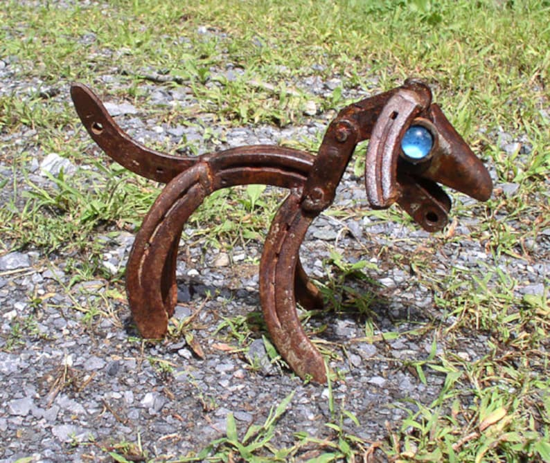 Horseshoe Art Dog Sculpture: Recycled Metal Welded Art Decor image 6