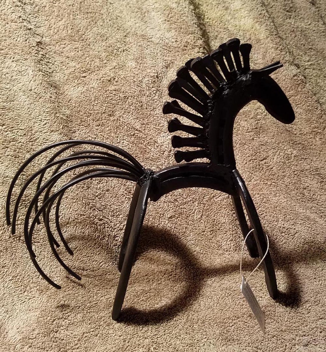 Horse Statue Horseshoe Decor Horseshoe Art Horse Gift Etsy